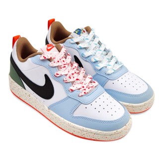 Nike court borough low 2 เชือกผูกรองเท้า เป็นมิตรกับสิ่งแวดล้อม สีขาว สีฟ้า