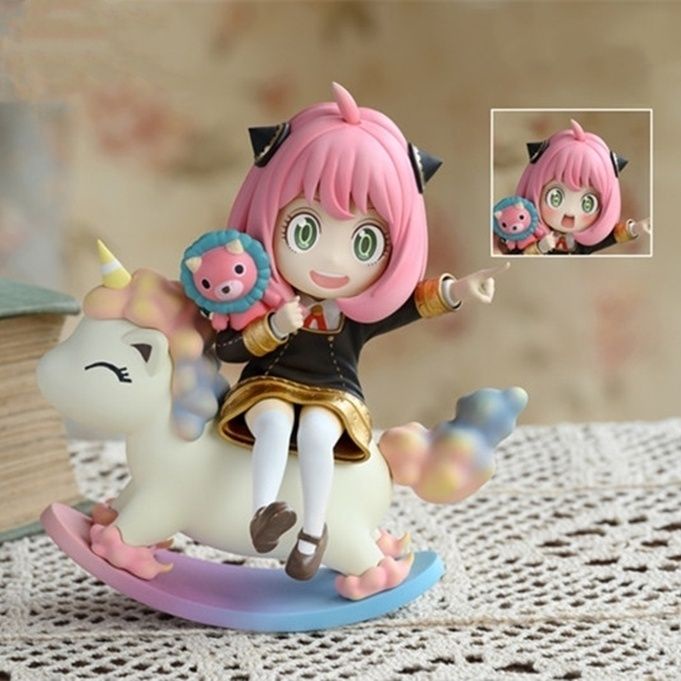 SPYFAMILY Anya Forger (Riding a Wooden Horse) Face เปลี่ยนรูปรุ่น WIT STUDIO SPYFAMILY 15 ซม.ตุ๊กตาน