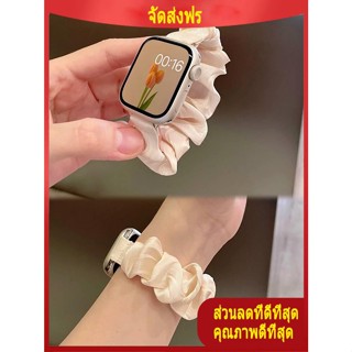 สาย applewatch สายคล้องผมแบบฝรั่งเศสสดใสสำหรับ Apple Watch applewatch S87654321SE ใช้ได้ทั่วไป Ultra