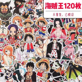 สติกเกอร์ ลายการ์ตูนลูฟี่ One Piece สําหรับตกแต่งสมุดโน้ต 120 ชิ้น