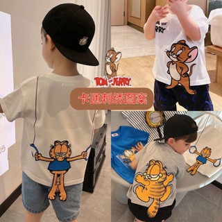 [CikiBaby] เสื้อยืดคอกลม แขนสั้น สไตล์เกาหลี สามมิติ แฟชั่นฤดูร้อน สําหรับเด็กผู้ชาย