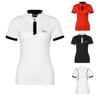 [Titleist] เสื้อโปโลแขนสั้น ผ้าเรยอน ระบายอากาศ แบบแห้งเร็ว เหมาะกับฤดูร้อน สําหรับผู้หญิง