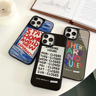 Casetify เคสโทรศัพท์มือถือแบบกระจกแข็ง ขอบตรง กันกระแทก ลายภาษาอังกฤษ สําหรับ iphone11 12 13 14 promax x xs xr