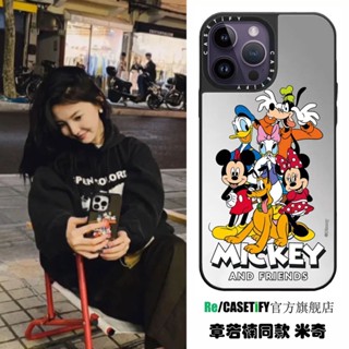 Disney Casetify เคสโทรศัพท์มือถือกระจก ขอบตรง ลายดิสนีย์ มิกกี้เมาส์ สําหรับ iphone11 12 13 14 promax x xs xr