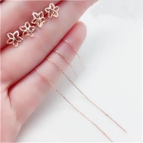 Jhu รัสเซีย Au585 สร้อยข้อมือและกำไลสีม่วงและสีทอง แบบโรสโกลด์ เหมือนเล็บดอกไม้