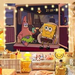 ผ้าพื้นหลัง ลายการ์ตูน SpongeBob SquarePants น่ารัก สําหรับตกแต่งห้อง