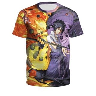 ใหม่ เสื้อยืดแขนสั้น พิมพ์ลายนารูโตะ Sasuke Akatsuki 3D สําหรับวัยรุ่น