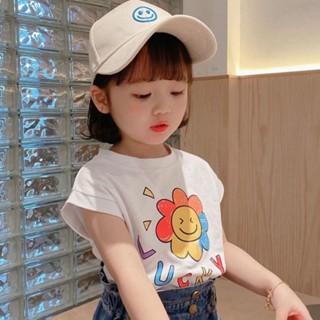 [CikiBaby] เสื้อยืดแขนสั้น ผ้าฝ้ายแท้ พิมพ์ลายการ์ตูน แฟชั่นฤดูร้อน สําหรับเด็กผู้หญิง