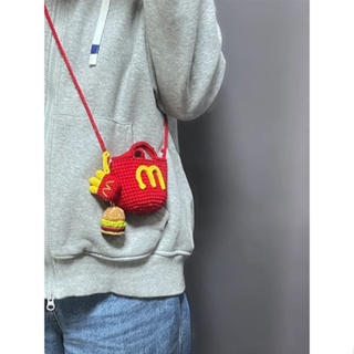 ❈Xiaohongshu กระเป๋าใส่เหรียญ ผ้าวูลถักโครเชต์ ลาย McDonalds น่ารัก โฮมเมด diy