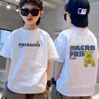 ✨【พร้อมส่ง】เสื้อยืดคอกลม แขนสั้น ผ้าฝ้าย พิมพ์ลายการ์ตูน สําหรับเด็กผู้ชาย อายุ 3-10 ปี