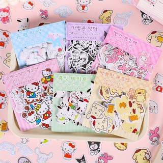 Peach 100Pcs Cute cartoon Sanrio stickers Melody Kuromi Journal Scrapbook Decor Sticker