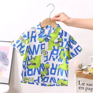 พร้อมส่ง~[โปรโมชั่น] เสื้อเชิ้ตแขนสั้น คอปก ลายดอกไม้ แฟชั่นฤดูร้อน สําหรับเด็กผู้ชาย และเด็กผู้หญิง