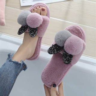 Home cotton slippers women&amp;#39;s slippers cute fluffy slippers autumn