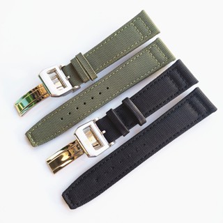 Lees Strap 20 21 22 มม. Army Green Black สายนาฬิกาข้อมือ ผ้าแคนวาส ไนล่อน ทางเลือก IWC Mark Sixteen Portuguese Series ฟื้นฟูใหม่