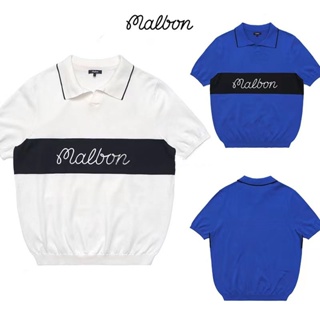 Malbon GOLF GOLF เสื้อยืดโปโล แขนสั้น ผ้าถัก ยืดหยุ่นสูง เหมาะกับฤดูใบไม้ผลิ ฤดูร้อน สําหรับผู้ชาย 23