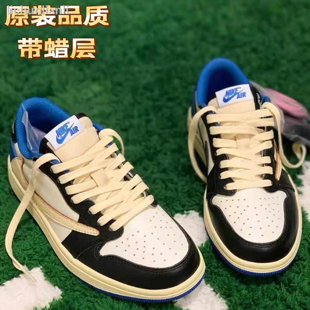 จัดส่งในวันเดียวกัน = 1: 1 คุณภาพต้นฉบับ AJ1 Barb Shoelace Low-Cut OW Tripartite Joint DIY Lightning