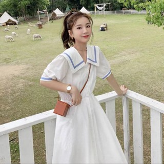 เสื้อแขนสั้นหวานความยาวกลางฤดูร้อน