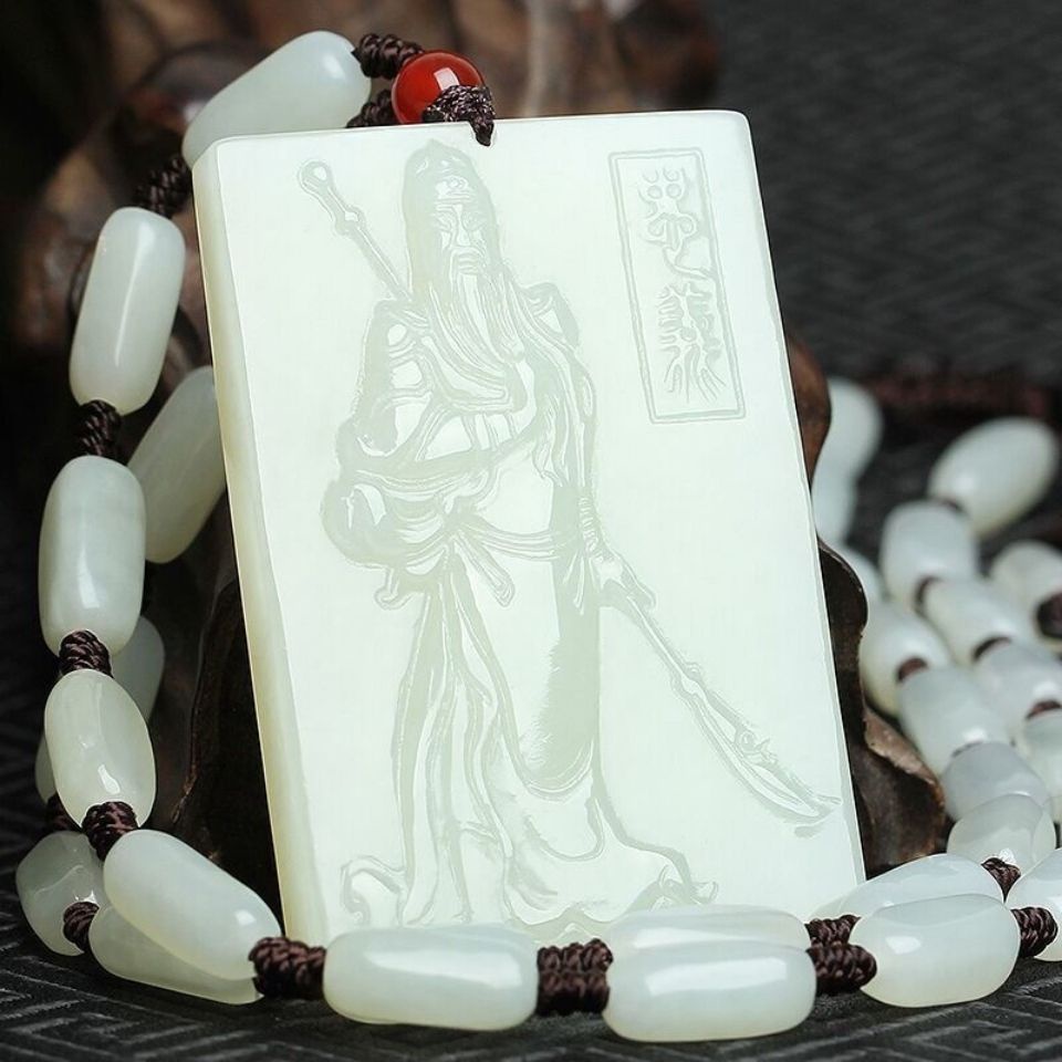 Fgd Hetian หยก Guan Gong Loyalty จี้สร้อยคอหยก Guan Gong จี้หยก Hetian หยก God of Wealth จี้ชายหยกยี