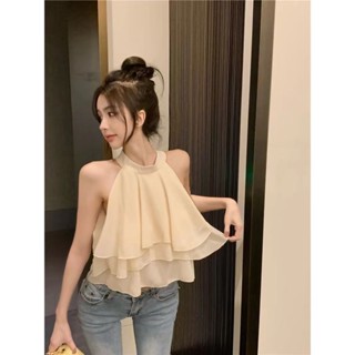 เสื้อชีฟอง แขนกุด ทรงหลวม แฟชั่นสําหรับผู้หญิง
