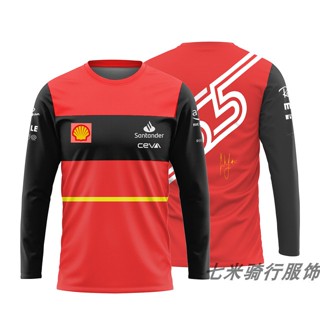 จัดส่ง 24 ชั่วโมง Ferrari สไตล์ใหม่ หมายเลข 55, เลขที่ เสื้อยืดแขนยาว ลาย 16 Formula Racing Off-Road Extreme สไตล์สปอร์ต