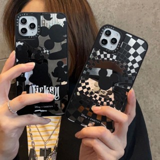 Casetify เคสโทรศัพท์มือถือกระจก ลายการ์ตูนมิกกี้เมาส์ สีดํา สําหรับ iphone11 12 13 14 promax x xs xr i7 i8