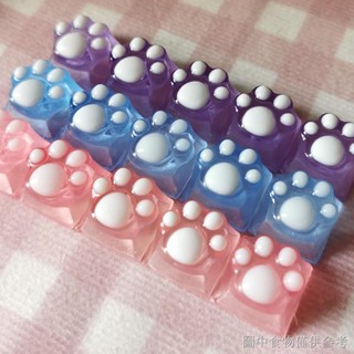 ปุ่มกดคีย์บอร์ด อีพ็อกซี่ โปร่งแสง รูปกรงเล็บแมวน่ารัก สีชมพู สีขาว สีฟ้า สีแดง สําหรับครัวเรือน