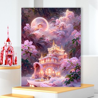 Nong Yang-30*40CM-ปราสาทแฟนตาซี-ระบายสีตามตัวเลข-ระบายสีตามตัวเลข-วาดรูประบายสีตามตัวเลข ขึงเฟรม-ระบายสีตามตัวเลข-วาดรูประบายสีตามตัวเลข