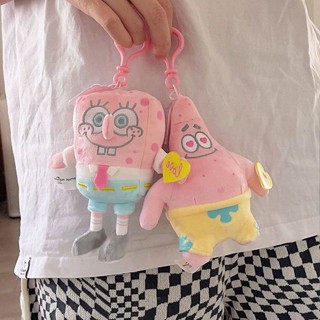 พวงกุญแจ จี้ตุ๊กตา SpongeBob SquarePants สีชมพู สําหรับห้อยกระเป๋า