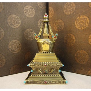 ▣ Pagoda Relic Pagoda ทองแดง Bodhi Pagoda Tathagata Eight Pagoda Relic Pagoda Bonding สูง 22 ซม.