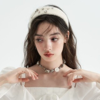 [Girls Must-have] ที่คาดผม ประดับพลอยเทียม รูปดอกกุหลาบ สีขาว สําหรับตุ๊กตาบาร์บี้ y2k