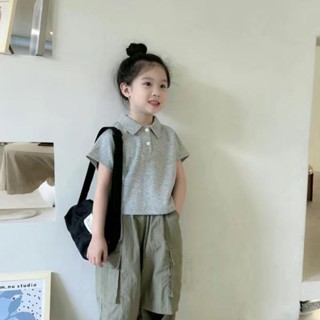 [CikiBaby] เสื้อยืดโปโล แขนสั้น แบบบาง เข้ากับทุกการแต่งกาย แฟชั่นฤดูร้อน สําหรับเด็กผู้หญิง