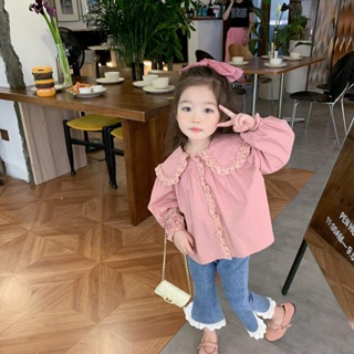 [CikiBaby] เสื้อเชิ้ตแขนยาว คอปก แฟชั่นฤดูใบไม้ร่วง สําหรับเด็กผู้หญิง