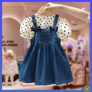 ชุดออกงานเด็กผู้หญิง ชุดไทยเด็กผู้หญิง Clearance Clearance Clearance Girls Dress Summer Dress 2023 New Princess Style Denim Dress ชุดสูทสไตล์ตะวันตก