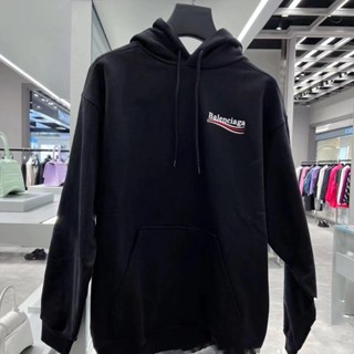 Balenciaga เสื้อกันหนาวแขนยาว มีฮู้ด พิมพ์ลาย Paris cola ทรงหลวม สําหรับผู้ชาย และผู้หญิง