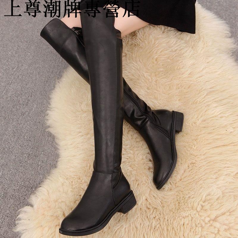 อัศวินบู๊ทส์รองเท้าแบนผู้หญิงกว่าเข่าบู๊ทส์ขนแกะอบอุ่นกว่าเข่าบู๊ทส์ยาวรองเท้าซิปด้านข้างหนังผู้หญิงรองเท้าฤดูใบไม้ร่วงฤดูหนาวรองเท้าแบน41ขนาดใหญ่หลอดยาวสูงร