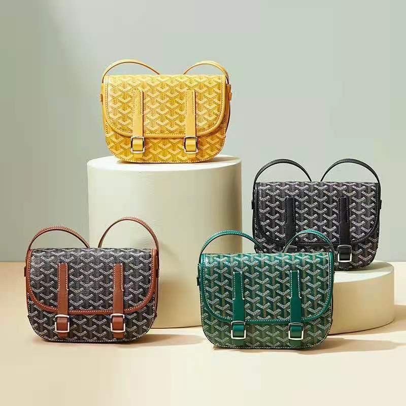 Goyard goyard Messenger กระเป๋าหัวเข็มขัดเดี่ยวฟันสุนัข First Layer Cowhide พิมพ์หนึ่งไหล่ผู้ชายผู้ห
