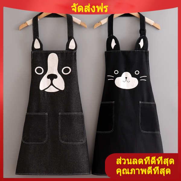 พร้อมส่ง ผ้ากันเปื้อน แฟชั่นใช้ในบ้านใหม่น่ารักสัตว์เลี้ยงการ์ตูนผ้ากันเปื้อนผ้ายีนส์ทำอาหารสร้างสรรค์ชายและหญิงใหม่เอวพิมพ์โลโก้ที่กำหนดเอง