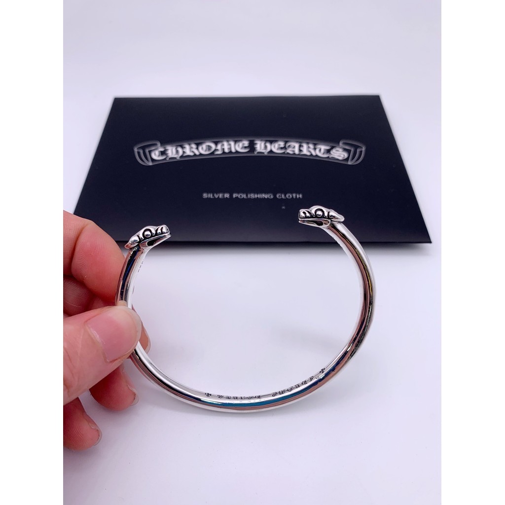 CHROME HEARTS สร้อยข้อมือเงิน เกรด 925 รูปหัวมังกร แบบเปิด