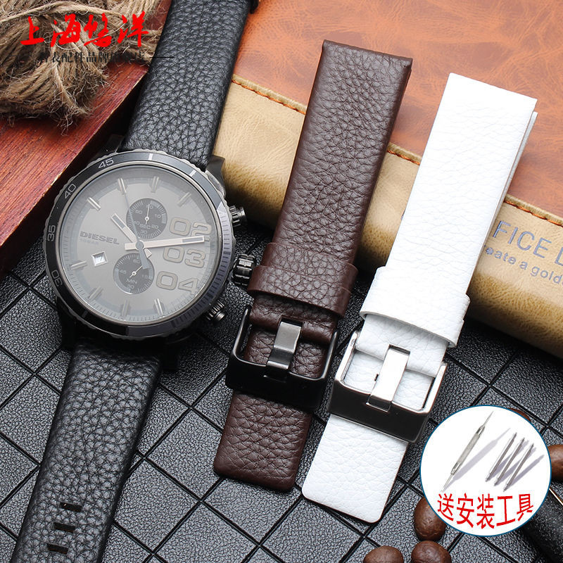 สายนาฬิกา สายนาฬิกาหนังแท้ดีเซล DZ7313 DZ4323 DZ4318 DZ7322 26 28mm