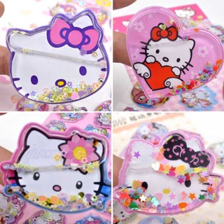 เด็กสาว hellokitty สามมิติการ์ตูน3มิติพร้อมน้ำเขย่าสติกเกอร์สติกเกอร์สติกเกอร์ติดทรายดูดสวัสดี kitty