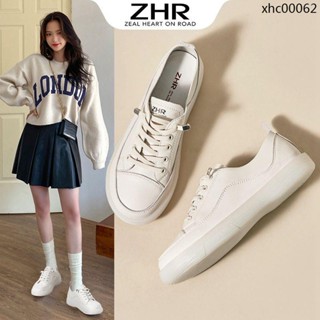 Zhr รองเท้าผ้าใบลําลอง หนังวัวแท้ สีขาว เข้ากับทุกการแต่งกาย แฟชั่นฤดูใบไม้ผลิ สําหรับสตรี และนักเรียน 2022