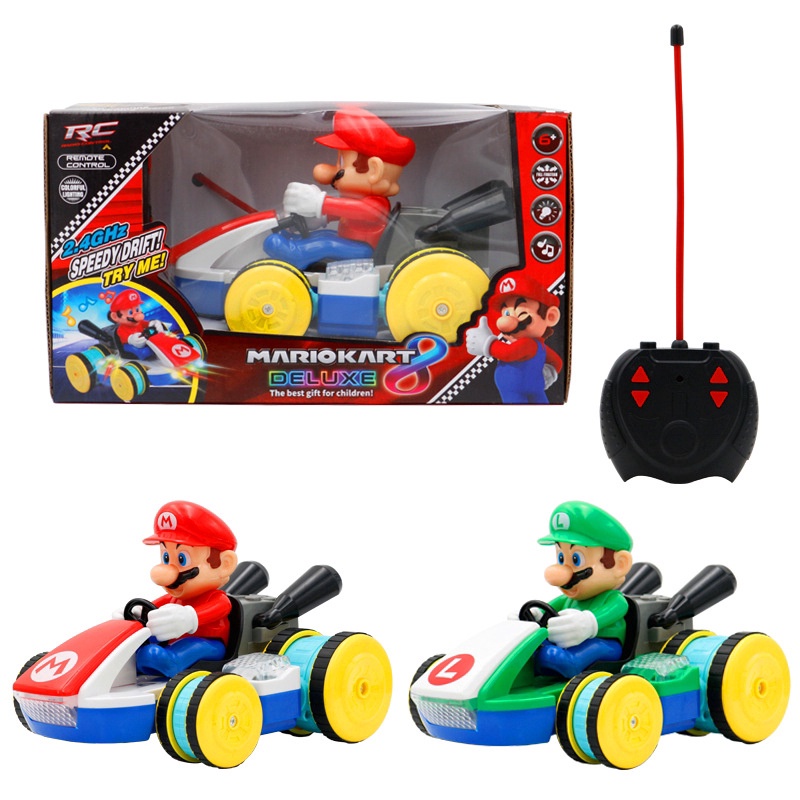 ❁1/18 Super Mario 2.4G รีโมทคอนโทรล RC สี่ทาง Car Kart Racing พร้อม Light & Sound Kids