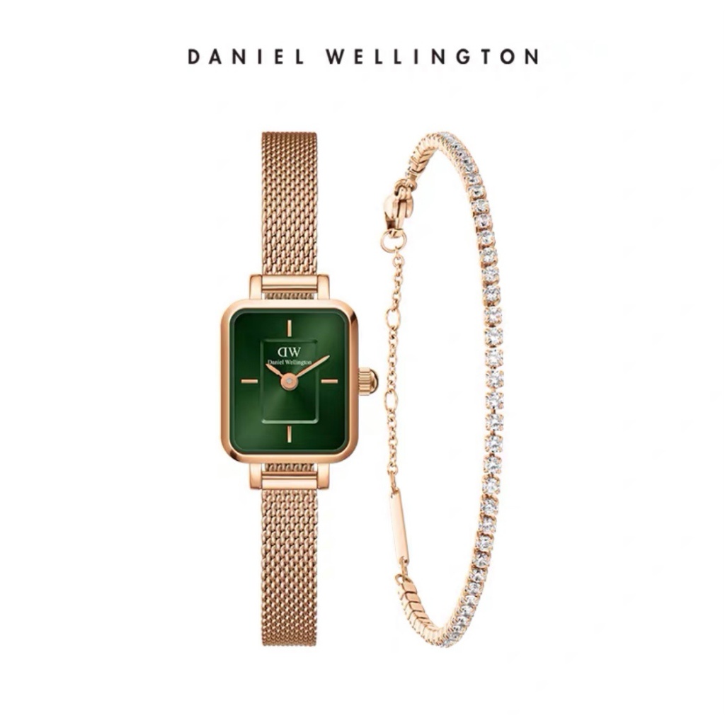 Daniel Wellington Quadro นาฬิกาข้อมือ สายสแตนเลส สีโรสโกลด์ ขนาด 15.4x18.2 มม. สําหรับผู้หญิง