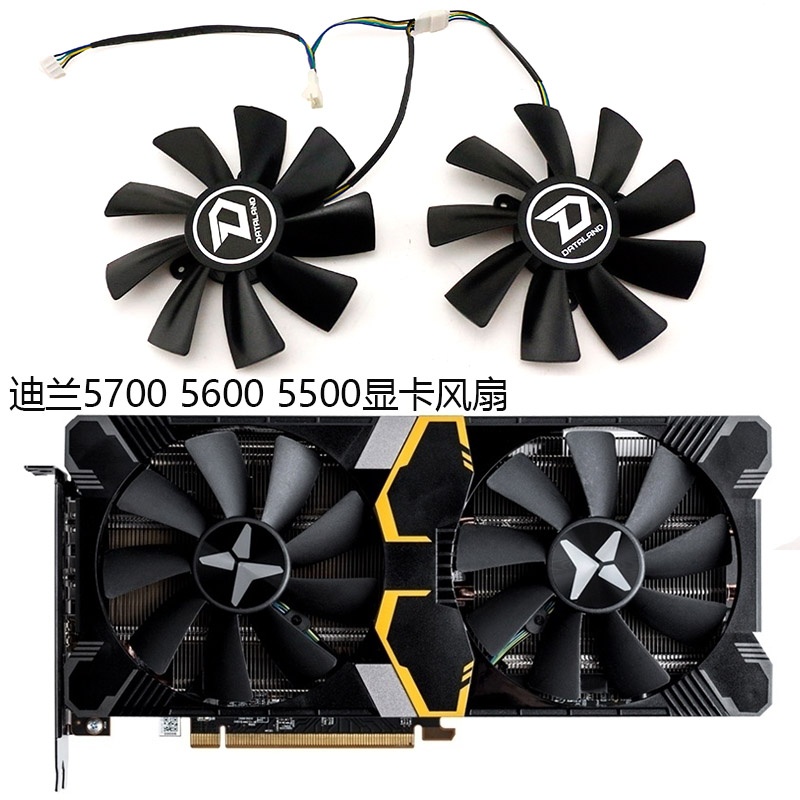 พร้อมสต็อก Dylan Hengjin RX 5700 5700xt 5500 5600 X Warlord พัดลมการ์ดกราฟิกพัดลมระบายความร้อน