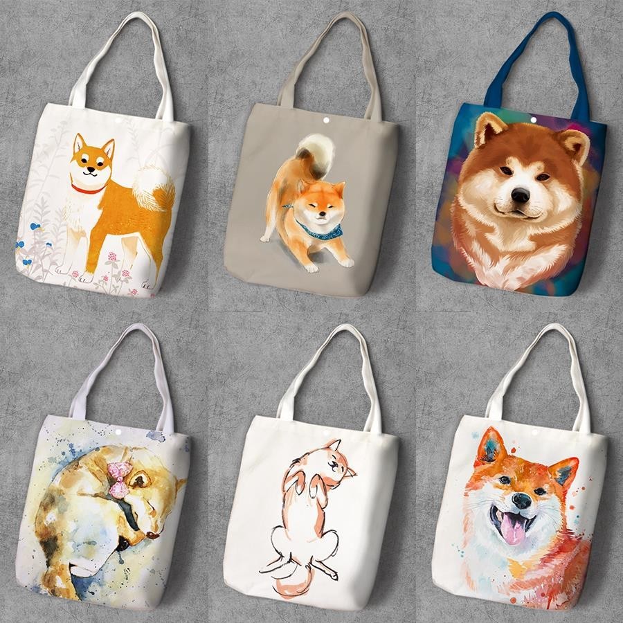 กลุ่มลู✨2025 Akita Akita Shopping Bag Canvas Bag Tote Bag กระเป๋าสะพายไหล่