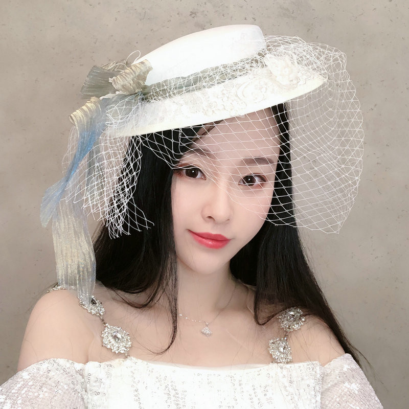 [หมวกดอกไม้] หมวกผ้ากอซ สไตล์ฝรั่งเศส ย้อนยุค อังกฤษ เจ้าสาว ชุดแต่งงาน ท่องเที่ยว ถ่ายภาพ จีน สะสม หมวกผ้าโพกศีรษะ