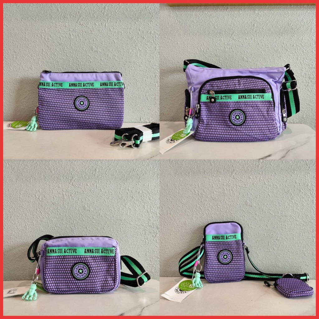 Klipling กระเป๋าสะพายข้างผู้หญิง Anna Sui Active Co branded Series Mesh Purple Shoulder Bag (4 models)