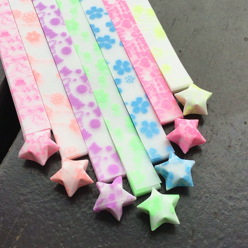 [Lucky Star Origami] Luminous ILOVEYOU Star Origami ซ้อนกระดาษทํามือ Lucky Star DIY Star Note Lucky 