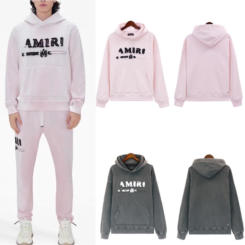 เสื้อกันหนาว มีฮู้ด ปักลาย AMIRI 23SS สไตล์สตรีท