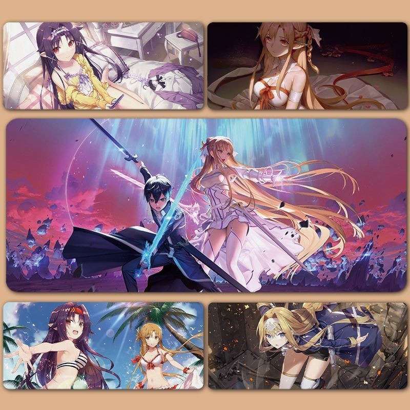 [700 * 300] SAO Sword Art Online Asuna Kirito Yuuki Shino Alice แผ่นรองเมาส์ ขนาดใหญ่ สําหรับคอมพิวเตอร์ตั้งโต๊ะ
